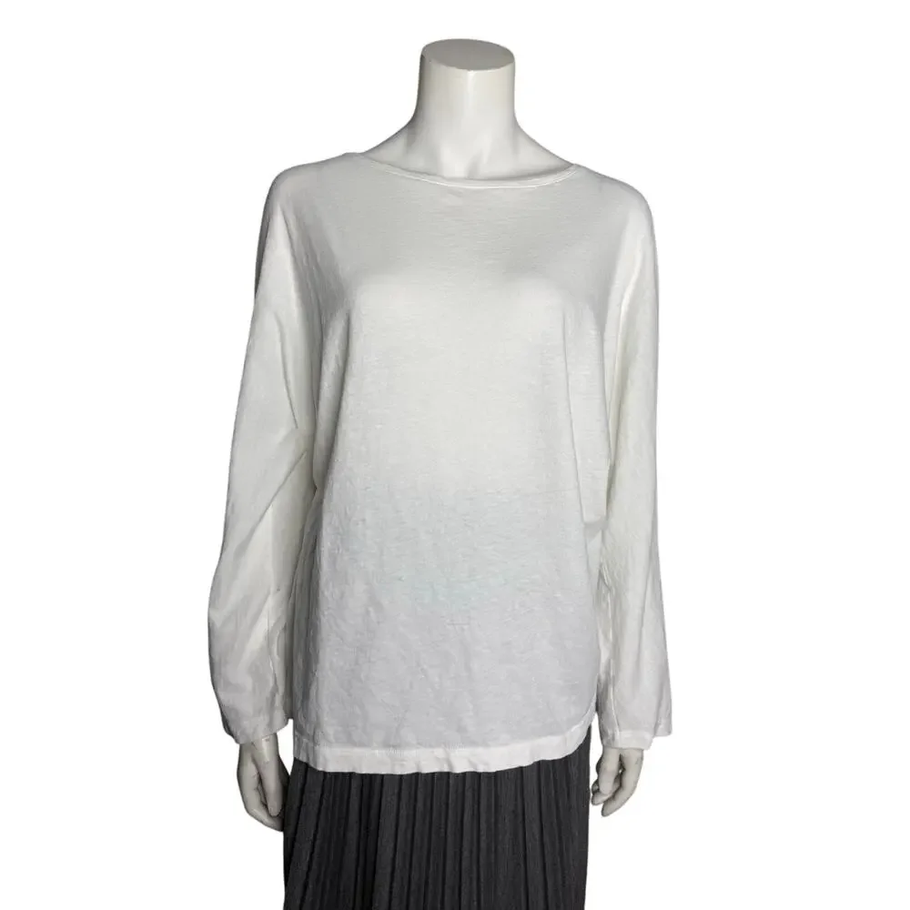 Vince Shirt Women's XL White Long Sleeve Linen Cotton Blend